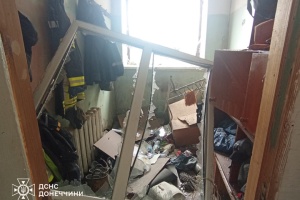 Dobropillia fire station damaged due to Russian shelling