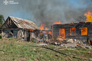 Russian shelling sparks fire in Sumy region, woman injured
