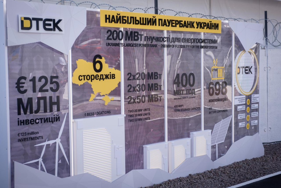 В Україні запрацював найбільший комплекс систем зберігання енергії на 200 МВт