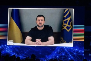 Zełenski przemawia na Warsaw Security Forum

