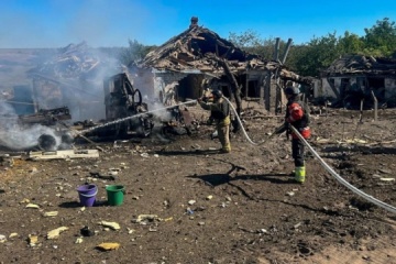 Russia targets village in Kharkiv region with air-dropped bombs, causes fire and injuries