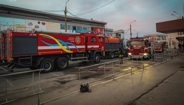 Market, houses, garages burn in six fires in Kharkiv region after shelling