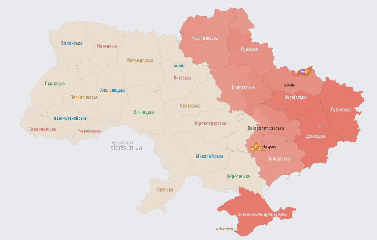У низці областей оголосили повітряну тривогу через загрозу балістики