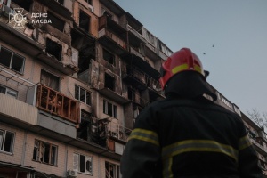 Emergency rescue operations over in Kyiv’s Desnianskyi district following Russian strike