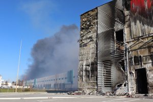 Warehouses destroyed in Lviv, rescuers eliminate aftermath of Russian attack