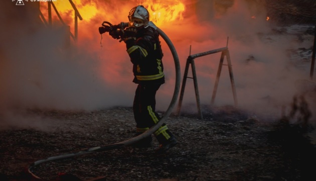 Rescuers show aftermath of Russian drone strike on Sumy enterprise