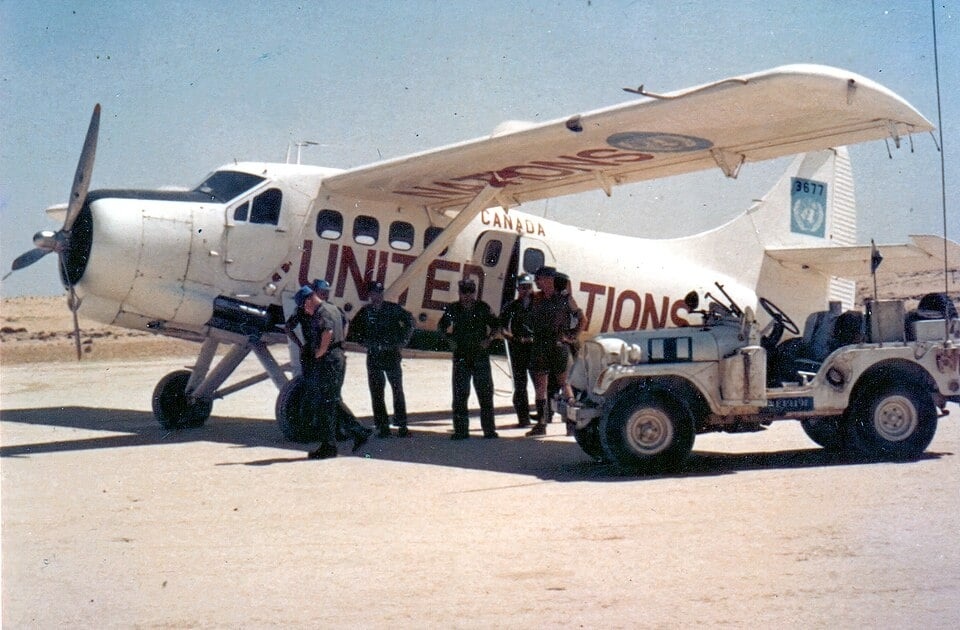 Canadian UN peacekeepers, Sinai, 1962. Photo via Wikipedia
