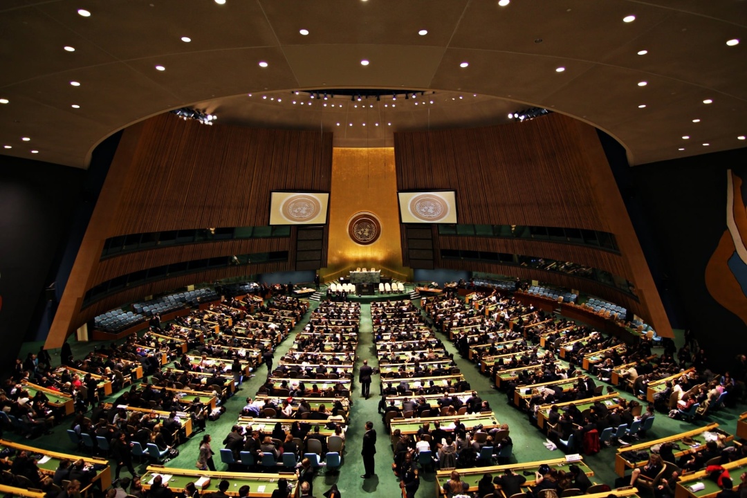 UN General Assembly Hall in New York. Photo via Basil D. Soufi / Wikipedia