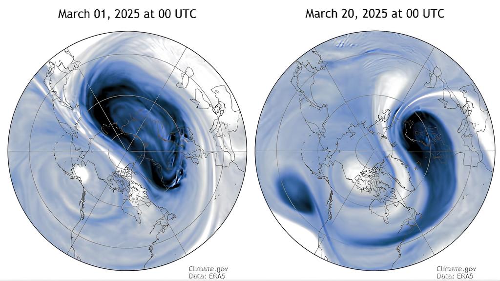 Арктичний вихор, який приніс навесні 2025 року значне похолодання у Європу і Україну, зокрема