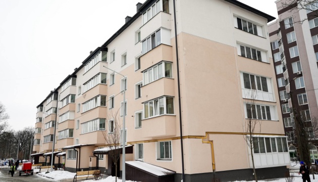 Apartment building damaged during Кussian offensive in spring 2022 restored in Bucha