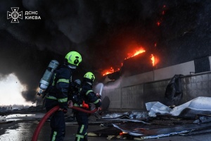 Rescuers extinguish large fire in Kyiv region, one person reported injured