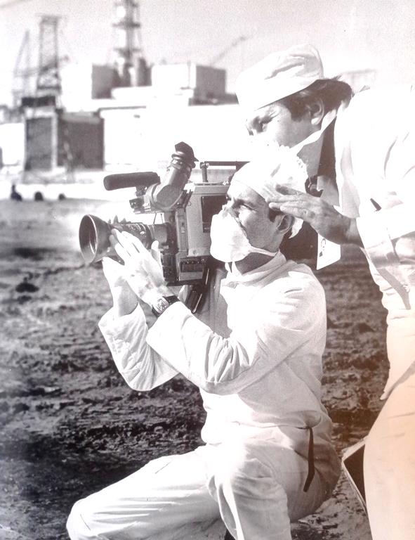 Телекоментатор Г. Душейко і оператор М. Лебедєв