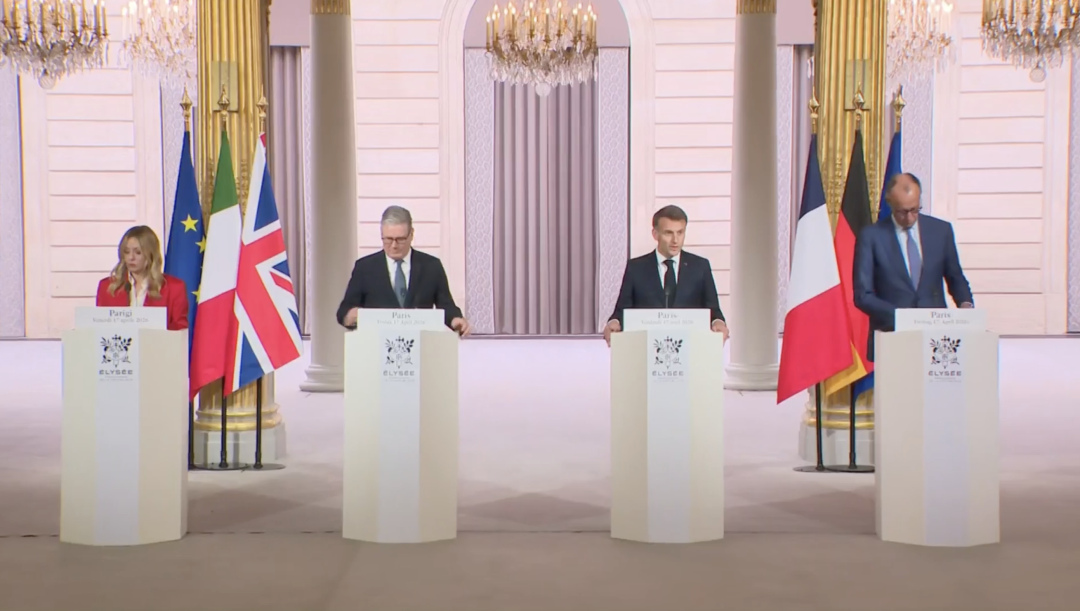 Джорджа Мелоні, Кір Стармер, Еммануель Макрон і Фрідріх Мерц