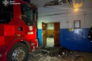 Russian drone strikes fire station in Sumy region