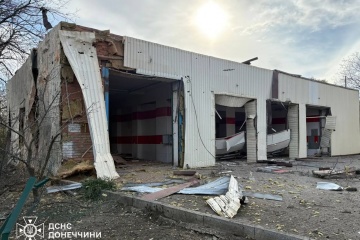 Russian shelling damages fire station in Donetsk region