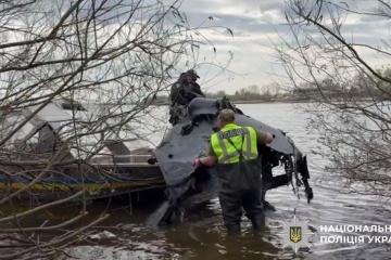 Russian drone with warhead retrieved from Dnipro River in Kyiv