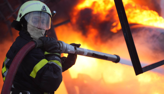 Nighttime Russian attack sparks fire at infrastructure facility in Zhytomyr region