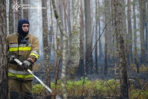 Efforts ongoing to extinguish forest fire in Polissia Nature Reserve in Zhytomyr region