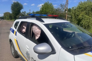 Russian drone attacks police car in Novhorod-Siverskyi, three officers injured