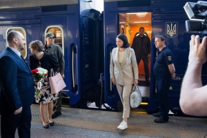 Belarusian opposition leader Tsikhanouskaya arrives in Kyiv