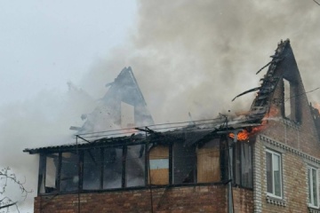 House catches fire in Vyshhorod district of Kyiv region following Russian drone attack