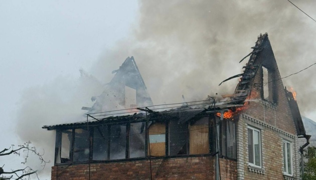 House catches fire in Vyshhorod district of Kyiv region following Russian drone attack