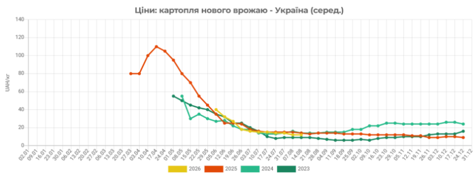 В Україні продовжує дешевшати картопля