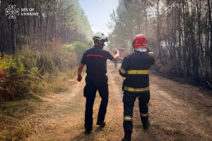 Rescatistas ucranianos logran extinguir un incendio forestal que amenazaba una localidad en Francia