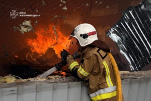 Fire at enterprise in Zhytomyr region extinguished after Russian attack